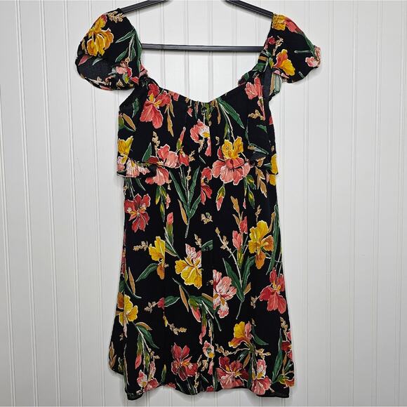 Privacy Please x REVOLVE Black Floral Tropical Dress Size Medium Summer Beach - Picture 2 of 7